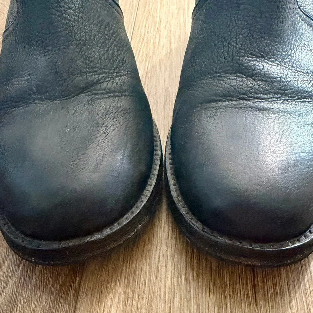 Tory Burch Black Leather Simone Distressed Boots w/ Zipper SIZE 8 1/2